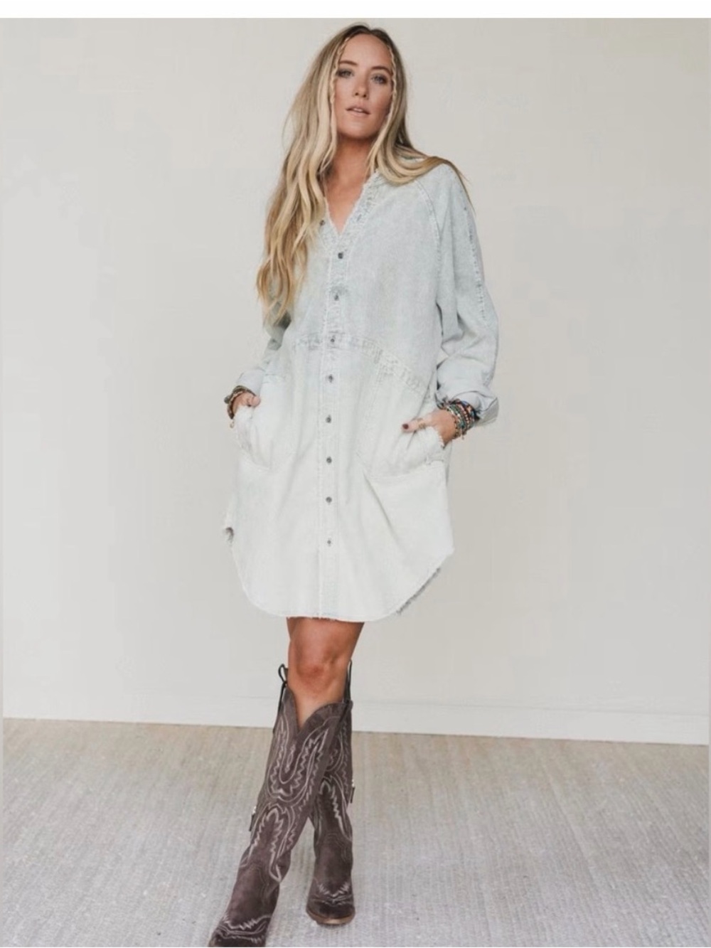Three Bird Nest All You Do Tie Dye Corduroy Tunic Dress